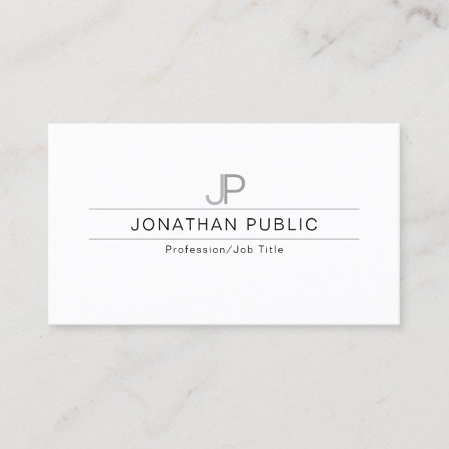 Elegant Modern Professional Monogram Simple Plain Business Card (Front)