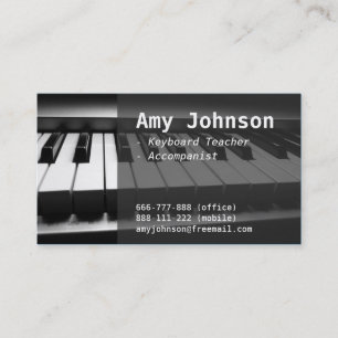 Elegant, Modern, Professional, Piano Teacher Business Card
