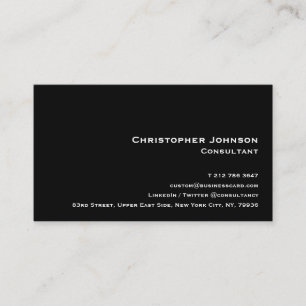 Elegant Modern Professional Plain Black Minimalist Business Card