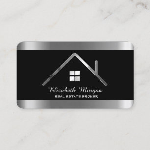 Elegant Modern Professional Silver House Roof   Business Card