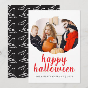 Elegant Modern Pumpkin Frame Halloween Holiday Card