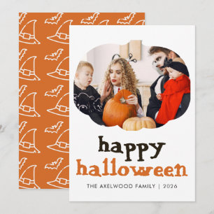 Elegant Modern Pumpkin Frame Halloween Holiday Card