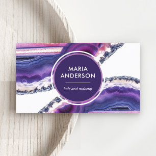 Elegant Modern Purple Agate Geode Gemstone Business Card