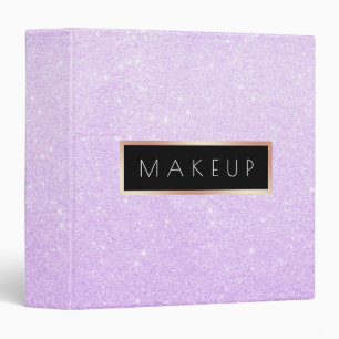 Elegant modern purple glitter makeup artist binder