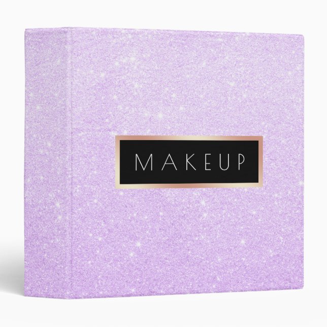 Elegant modern purple glitter makeup artist binder (Front/Spine)