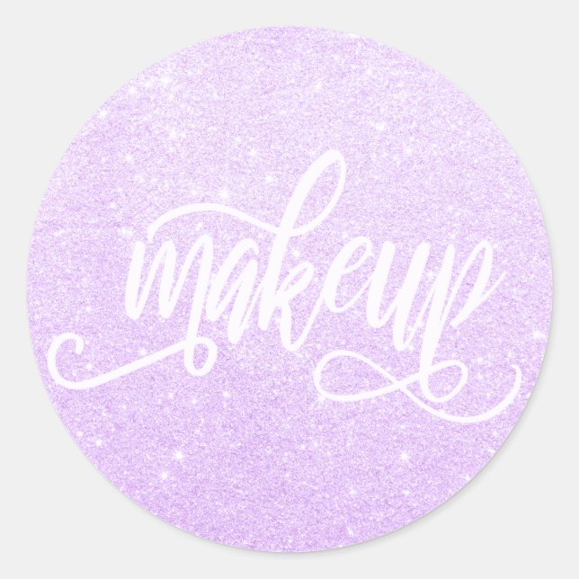 Elegant modern purple glitter makeup classic round sticker (Front)