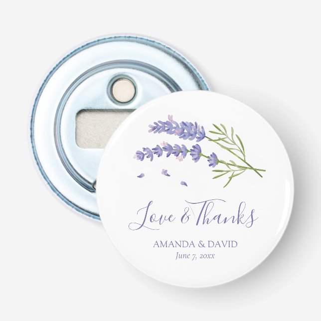 Elegant Modern Purple Lavender Wedding Favour Bottle Opener (Front)