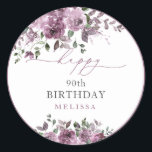 Elegant Modern Purple Roses Any Age Birthday  Classic Round Sticker<br><div class="desc">Elegant Modern Purple Roses Any Age Birthday Classic Round Sticker. Most lettering is editable - click the "Customize Further" button to edit. Matching items are available.</div>