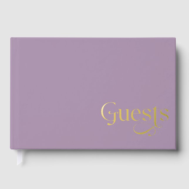 Elegant Modern Purple Wedding Guest Book (Front)