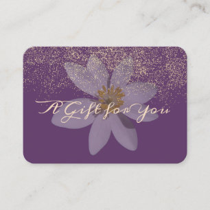Elegant Modern Purple,White Daisy,  Confetti Discount Card