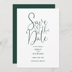Elegant Modern QR Code Emerald Green Wedding Save The Date