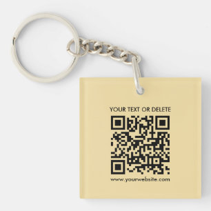 Elegant Modern QR Code Gold Colour Double Sided Keychain