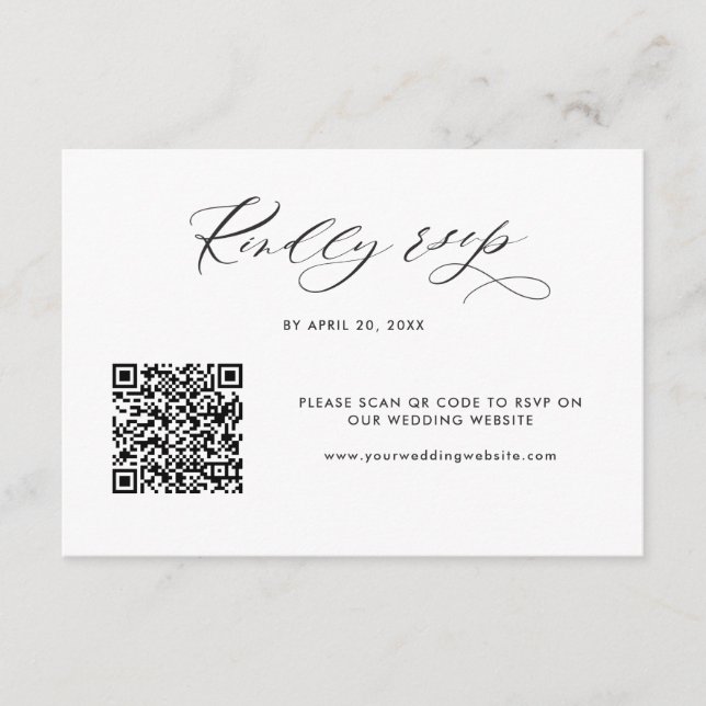 Elegant Modern QR Code RSVP Online Wedding  Enclosure Card (Front)