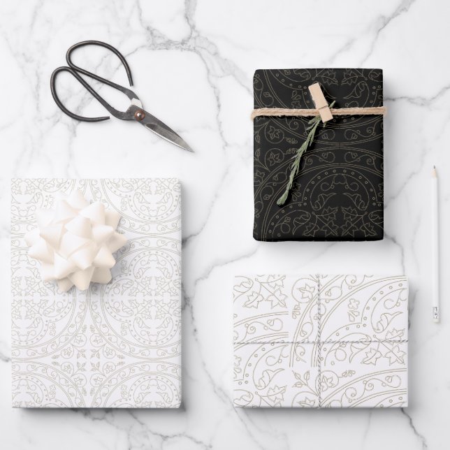 Elegant Modern Quatrefoil Pattern Wrapping Paper Sheet (Front)