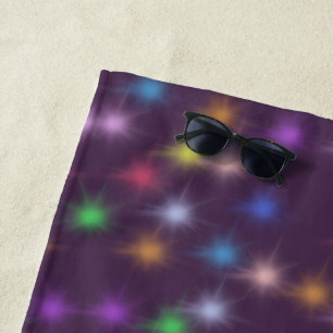 Elegant Modern Rainbow colourful gradient Star Beach Towel