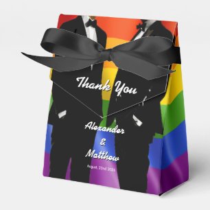 Elegant Modern Rainbow Gay Men Wedding Favor Box
