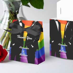 Elegant Modern Rainbow Gay Men Wedding  Favor Box