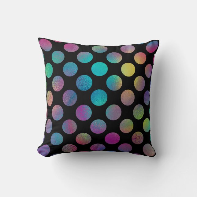 Elegant Modern Rainbow Polka Dots Pattern | Throw Pillow (Front)