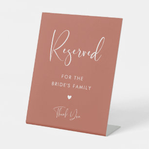 Elegant Modern Red clay Reserved for the family Pedestal Sign