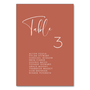 Elegant & modern Red clay seating chart cards