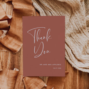 Elegant & modern Red clay Thank you card