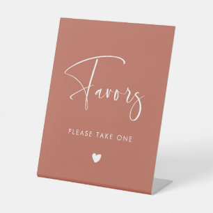 Elegant & Modern Red clay wedding Favours Pedestal Sign