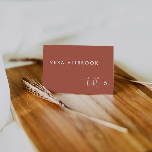 Elegant Modern Red clay wedding guest place card