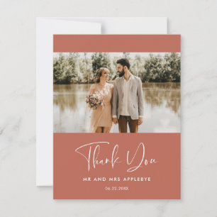 Elegant modern Red clay wedding photo Thank you