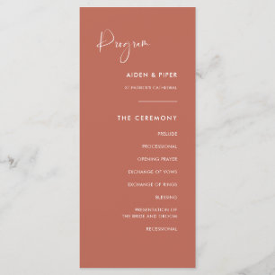 Elegant & modern Red clay wedding program
