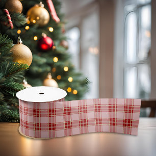 Elegant Modern Red Plaid Satin Ribbon
