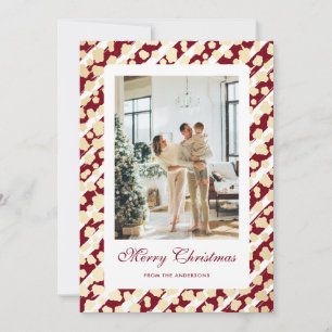 Elegant Modern Red White Photo Merry Christmas Holiday Card