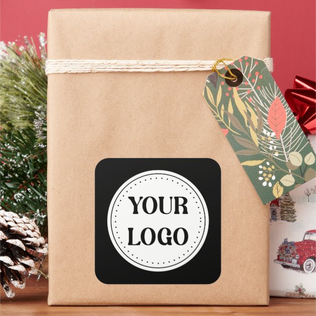elegant, modern, refined,& editable square sticker (Holiday)