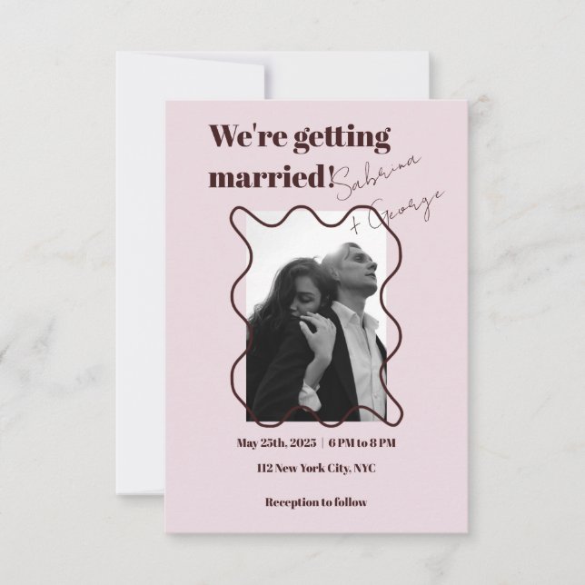 Elegant Modern Retro Photograph QR Code Wedding Invitation (Front)