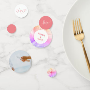 Elegant Modern Romantic Pink Marble Photo Wedding Confetti