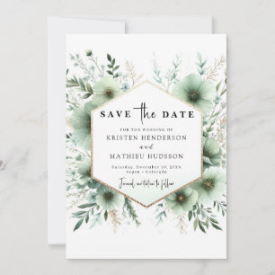 Elegant Modern Romantic Sage Green Wedding Save The Date