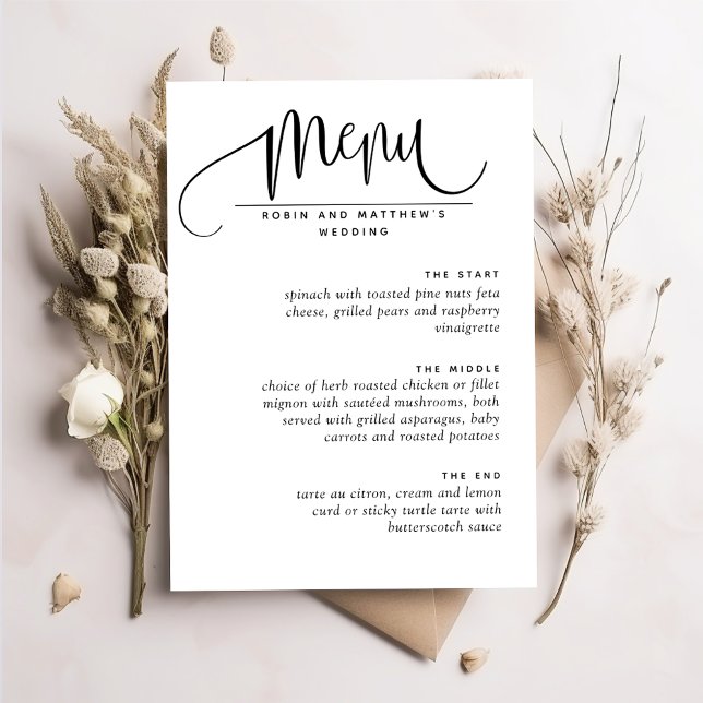 Elegant Modern Romantic Wedding Menu, Script Menu (Creator Uploaded)