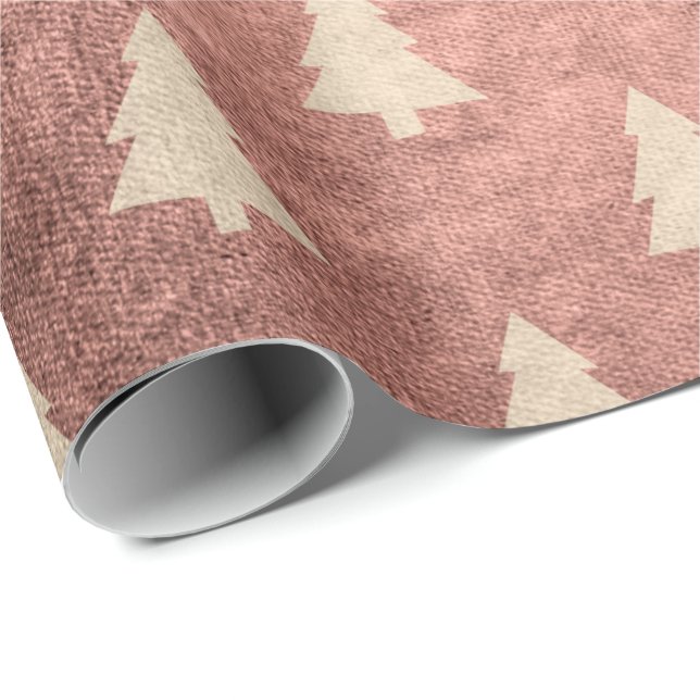 Elegant modern rose gold Christmas tree pattern Wrapping Paper (Roll Corner)