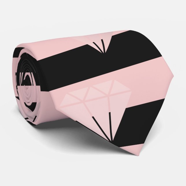 Elegant modern rose gold diamond stripe pattern tie (Rolled)