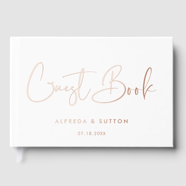 Elegant & modern Rose Gold foil wedding Guest Book (Front)