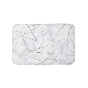 elegant modern rose gold geometric white marble bath mat