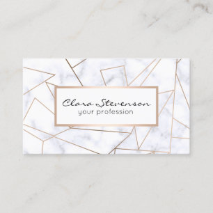 elegant modern rose gold geometric white marble business card