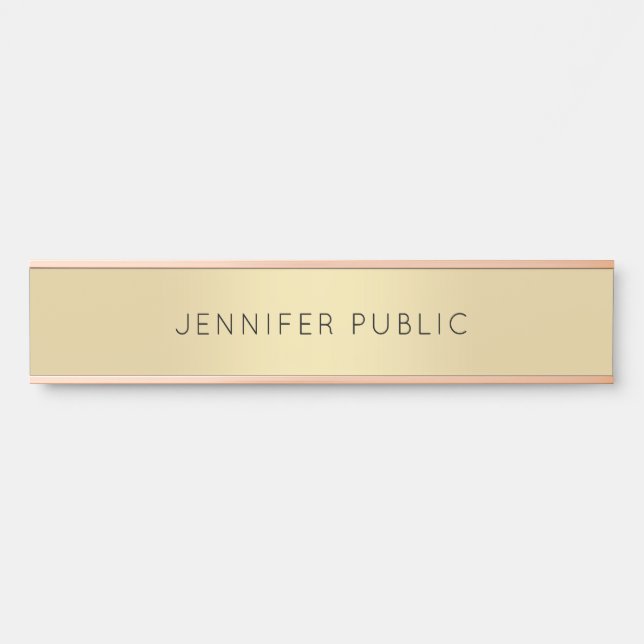 Elegant Modern Rose Gold Glamorous Minimalist Door Sign (Front)