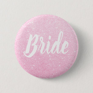 Elegant & modern rose gold glitter bride wedding 2 inch round button