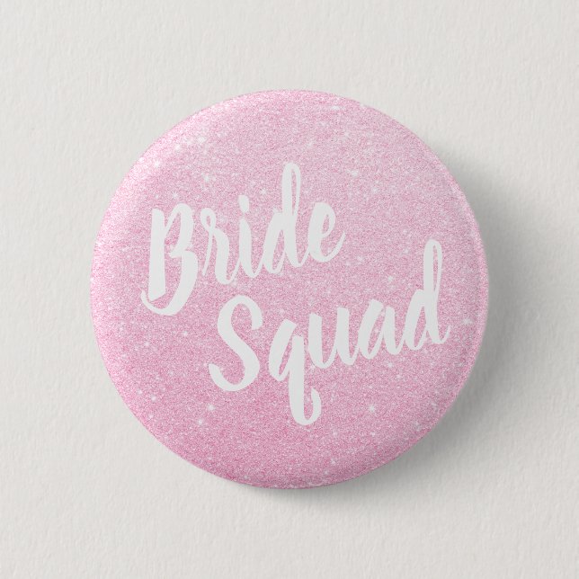 Elegant & modern rose gold glitter brides squad 2 inch round button (Front)