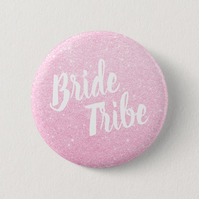 Elegant & modern rose gold glitter brides tribe 2 inch round button (Front)