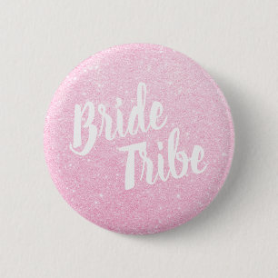 Elegant & modern rose gold glitter brides tribe 2 inch round button