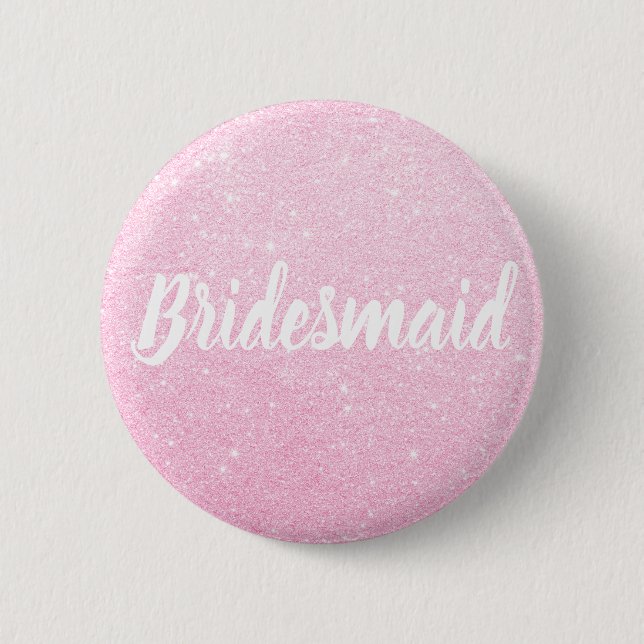 Elegant & modern rose gold glitter bridesmaid 2 inch round button (Front)