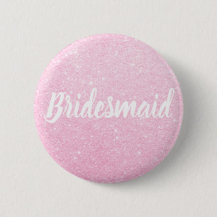 Elegant & modern rose gold glitter bridesmaid 2 inch round button