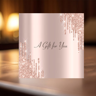 Elegant Modern Rose Gold Glitter Drips Discount Card