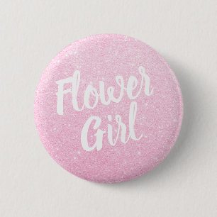 Elegant & modern rose gold glitter flower girl 2 inch round button